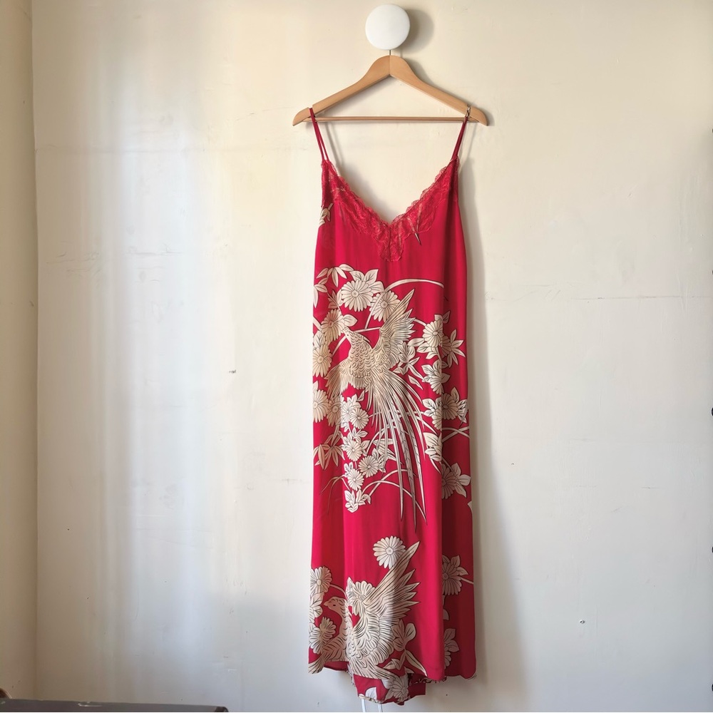 Anna Scholz Bird Floral Silk Maxi Dress
